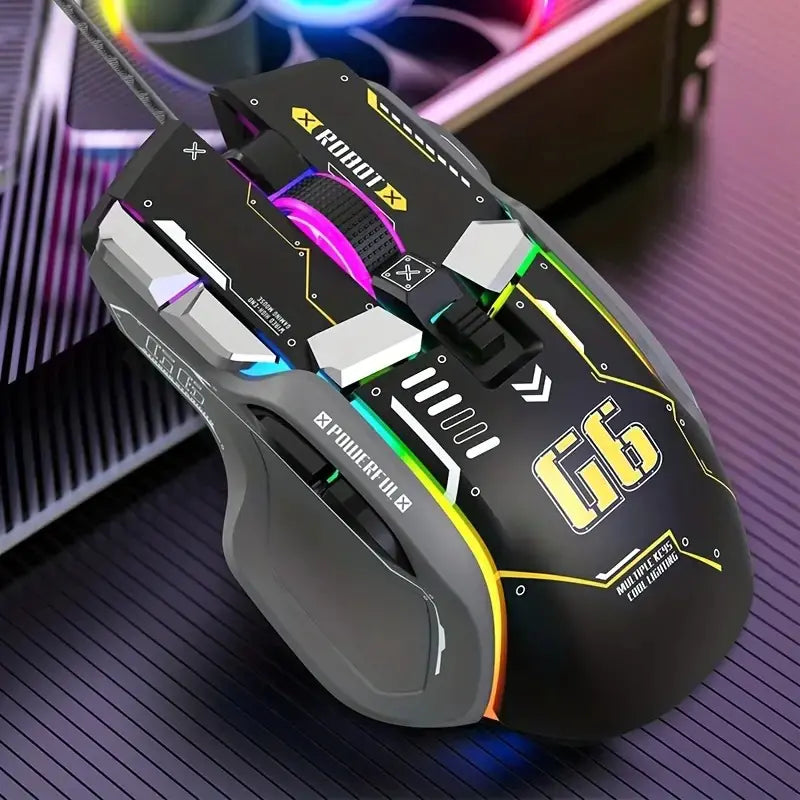 Wired Gaming Mouse with RGB Lighting and 12800 DPI