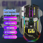 Wired Gaming Mouse with RGB Lighting and 12800 DPI
